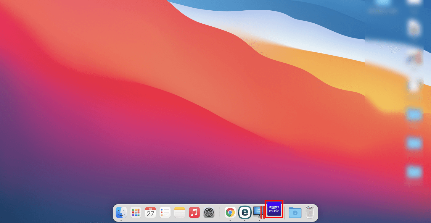 DockのAmazon Musicアプリを押す